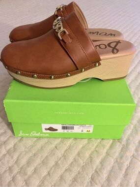 Sam Edelman Kaye brown vegan leather clog mules Sz 8 NIB